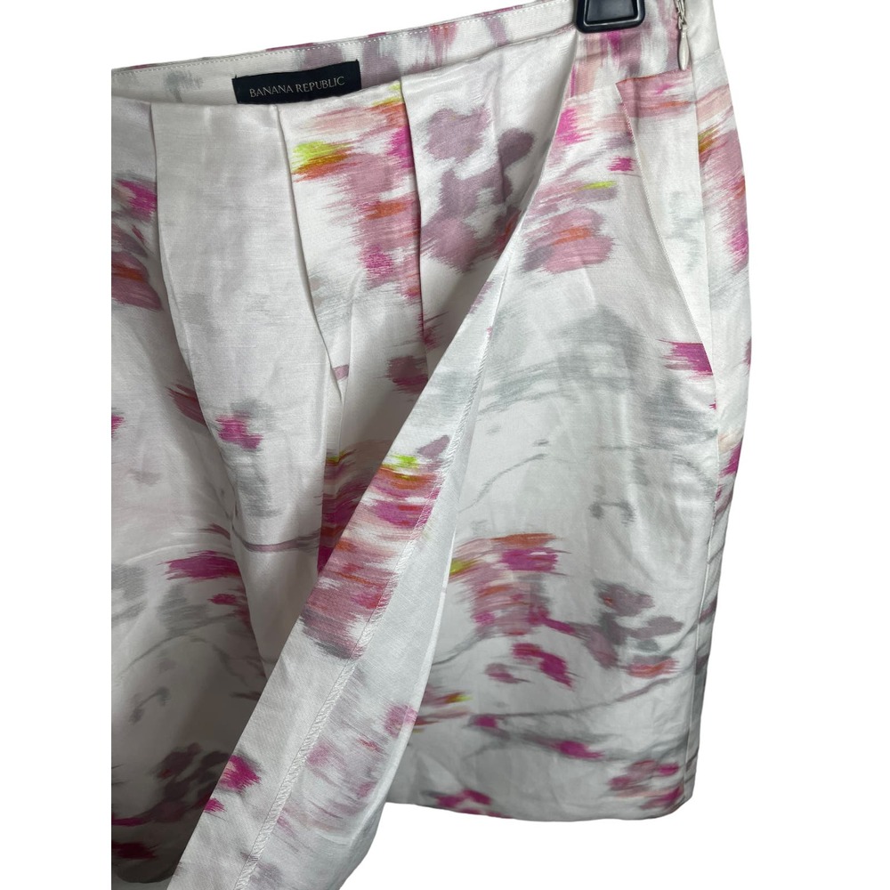 NWT Banana Republic White Pink Floral Abstract Wrap Style Skirt W/pockets-SZ 8 - Picture 3 of 6